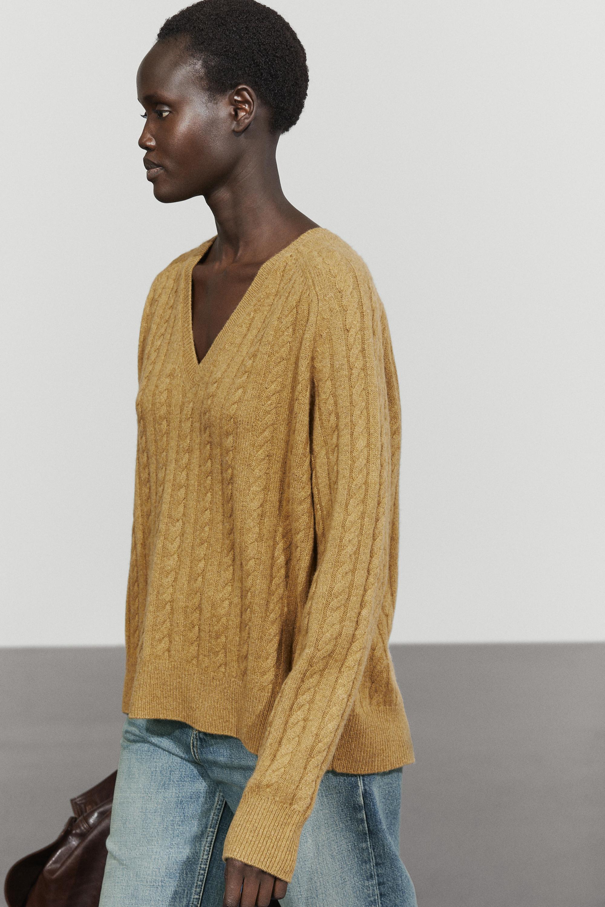 Wool blend cable-knit sweater